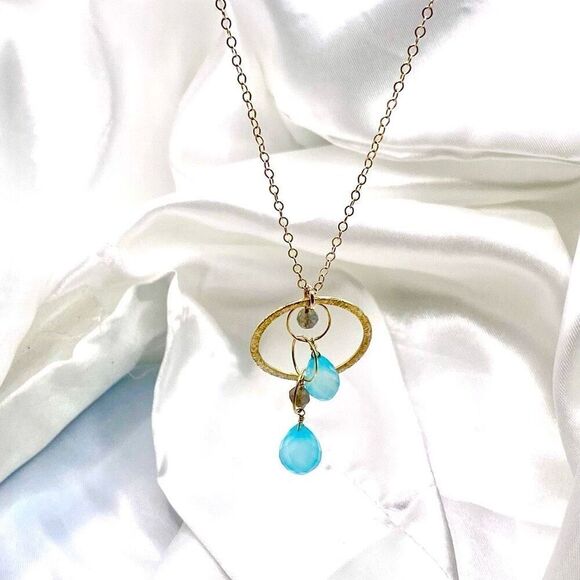 AHH# Sterling 925 Silver with Aqua Quartz Pendants - Picture 4 of 7